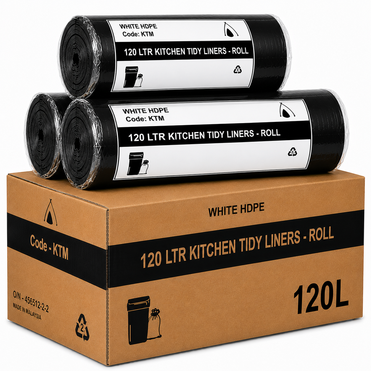 120L Heavy Duty Black Bin Liners (CTN 250)