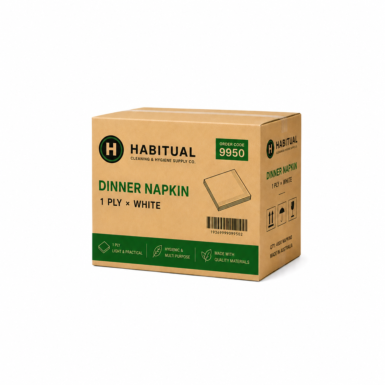 1 Ply White Dinner Napkin 400x400mm (CTN 1000)