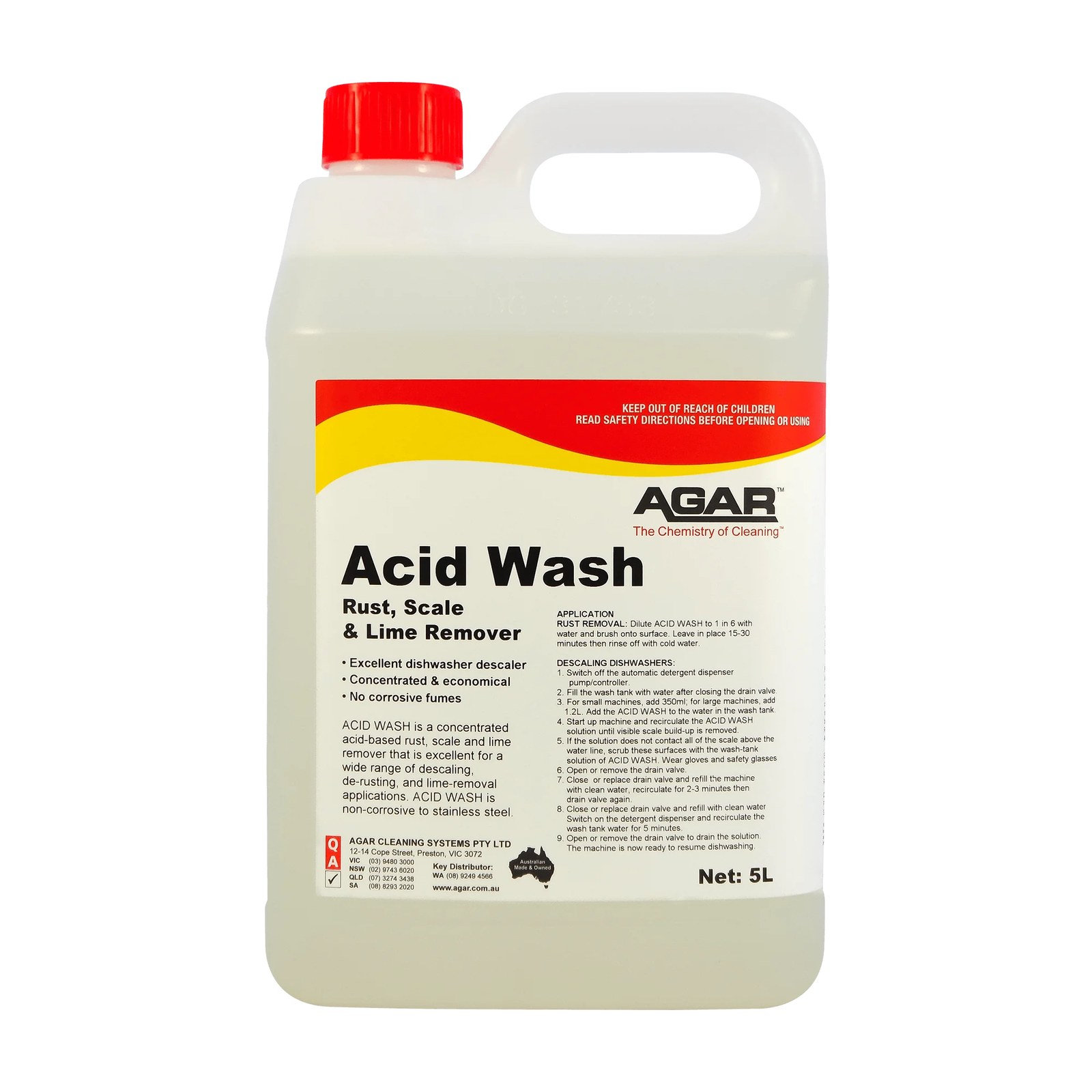 Agar Acid Wash Rust, Scale & Lime Remover 5L