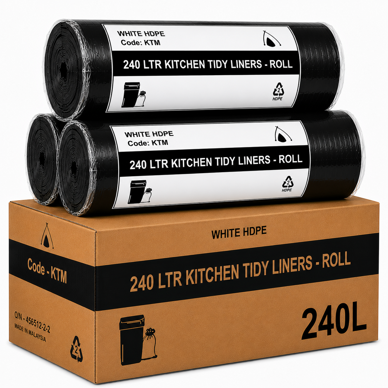 240L Heavy Duty Black Bin Liners (CTN 100)