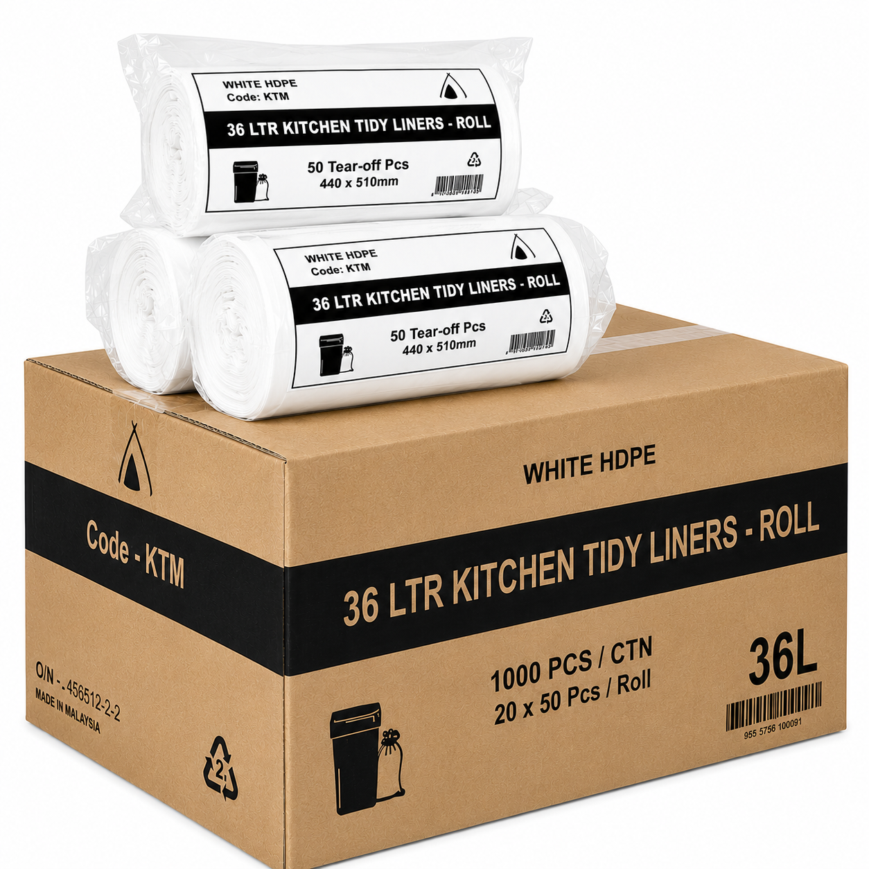 36L White Bin Liners (CTN 1000)