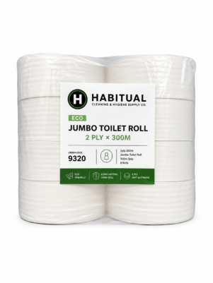 2 Ply 300m Jumbo Roll Toilet Paper - Eco (CTN 8)
